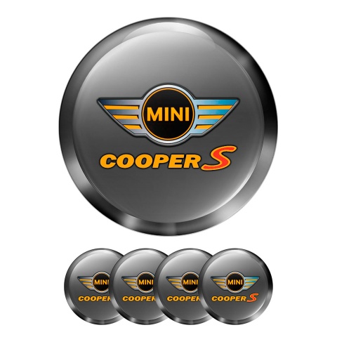 Mini Cooper S Wheel Cap Silicone Stickers Grey Coloured Logo