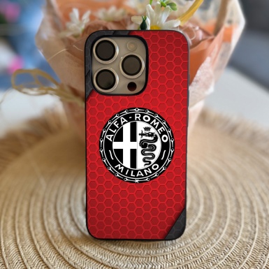 Alfa Romeo Red Case iPhone with Black & White Logo