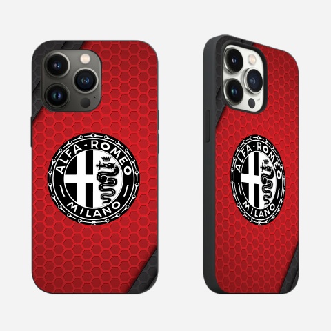 Alfa Romeo Red Case iPhone with Black & White Logo