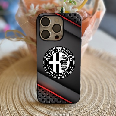 Alfa Romeo Case iPhone with Black & White Logo Gray Color