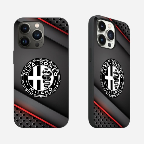 Alfa Romeo Case iPhone with Black & White Logo Gray Color