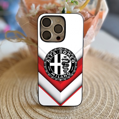 Alfa Romeo Case iPhone with Black & White Logo and White Color  Case