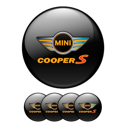 Mini Cooper S Wheel Cap Silicone Stickers Black Coloured Logo
