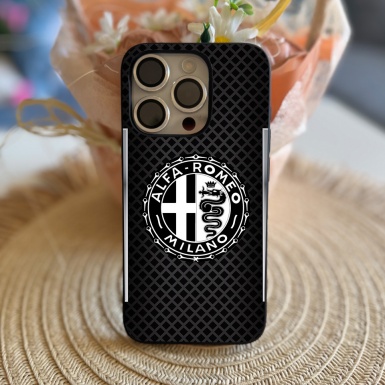 Alfa Romeo  Black iPhone Case with Black & White Logo