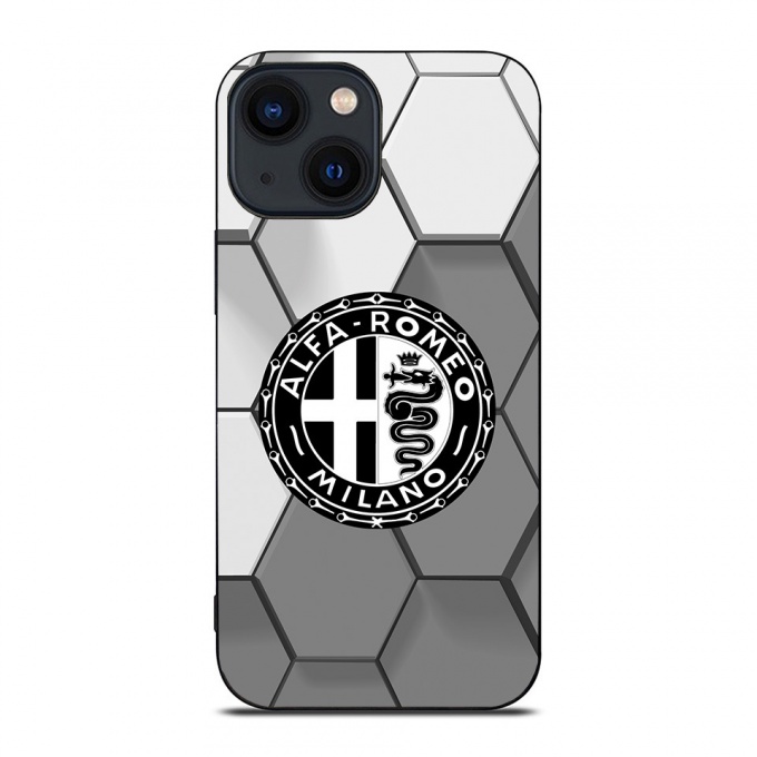 Alfa Romeo Gray iPhone Case with Black & White Logo Honeycomb Model