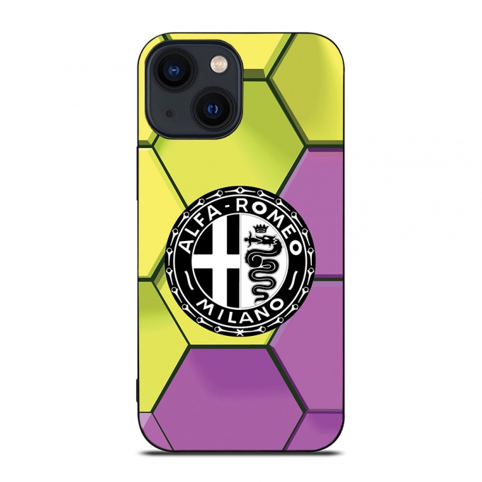 Alfa Romeo Multicolor iPhone Case with Black & White Logo Honeycomb Model