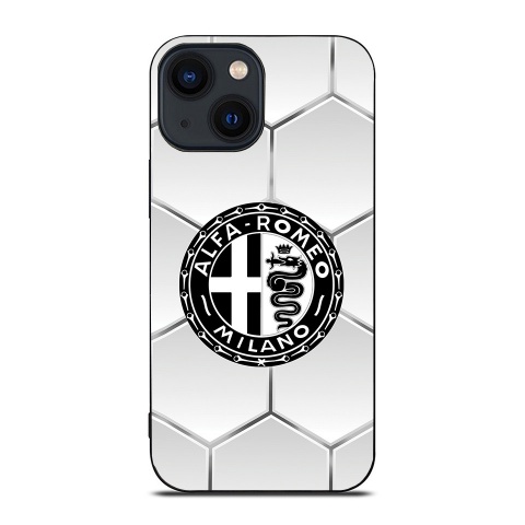 Alfa Romeo White iPhone Case with Black & White Logo Honeycomb Model