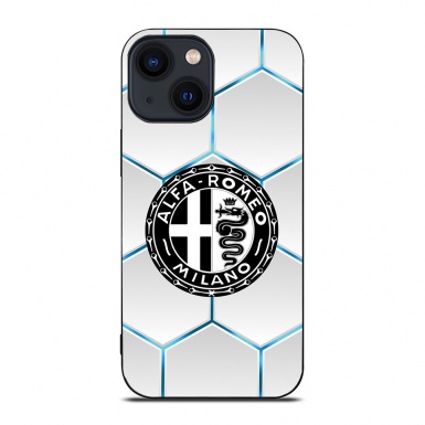 Alfa Romeo  iPhone White Case with Black & White Logo Honeycomb Model