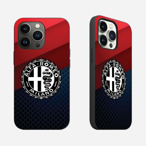 Alfa Romeo Black iPhone Case with Black & White Logo Honeycomb Model