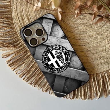 Alfa Romeo iPhone Case with Stilish Logo and Stone Effect 