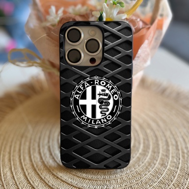 Alfa Romeo  iPhone Case with Design Logo and Grid Effect