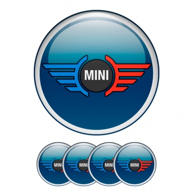Mini Cooper Domed Stickers Wheel Cap Navy Edition