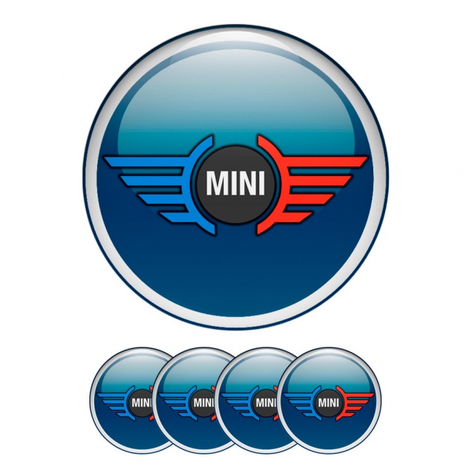 Mini Cooper Domed Stickers Wheel Cap Navy Edition