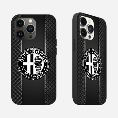 Alfa Romeo iPhone Case with Design Logo and Grid Carbon Effect