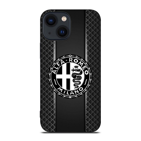 Alfa Romeo iPhone Case with Design Logo and Grid Carbon Effect