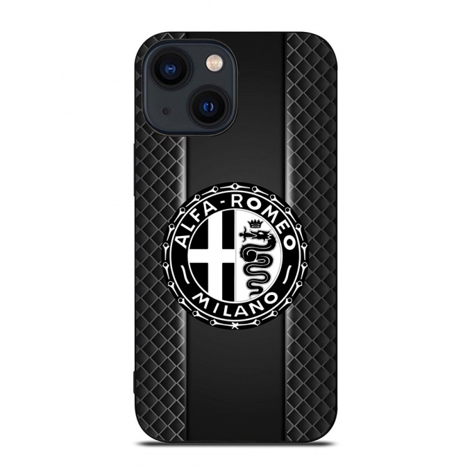 Alfa Romeo iPhone Case with Design Logo and Grid Carbon Effect