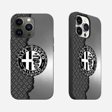 Alfa Romeo iPhone Case with Design Logo and Steel Effect