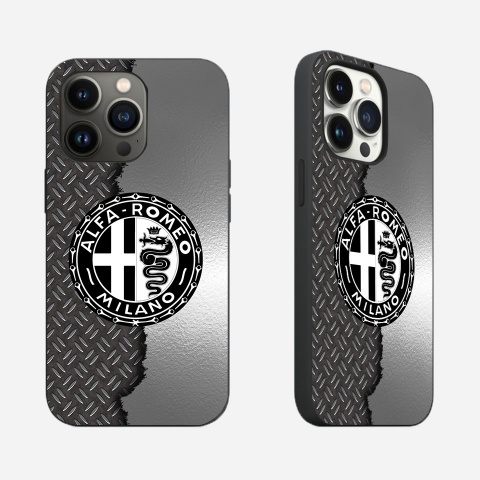 Alfa Romeo iPhone Case with Design Logo and Steel Effect