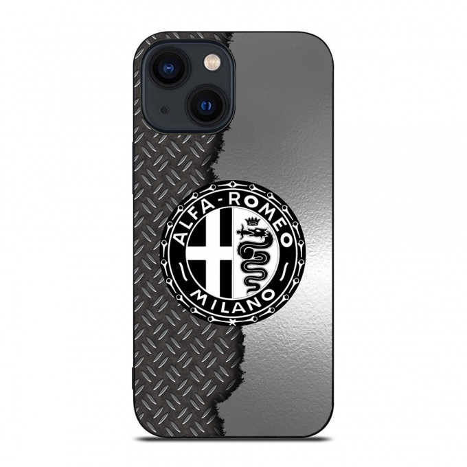 Alfa Romeo iPhone Case with Design Logo and Steel Effect