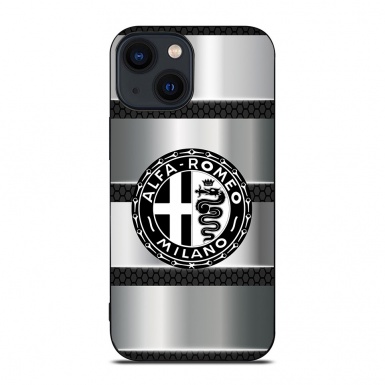 Alfa Romeo iPhone Case with Design Logo and Stainless Steel Effect