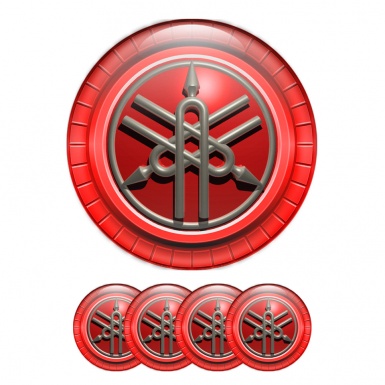 Yamaha Domed Stickers Red 3D Logo