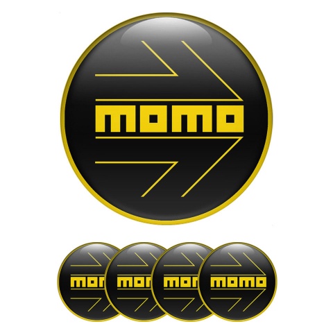 Momo Wheel Emblems Black Base Yellow Logo