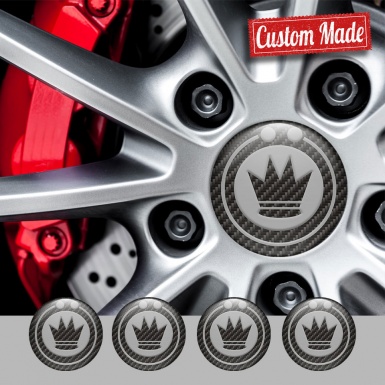 Konig Emblems for Wheel Center Caps Grey Logo Carbon Edition