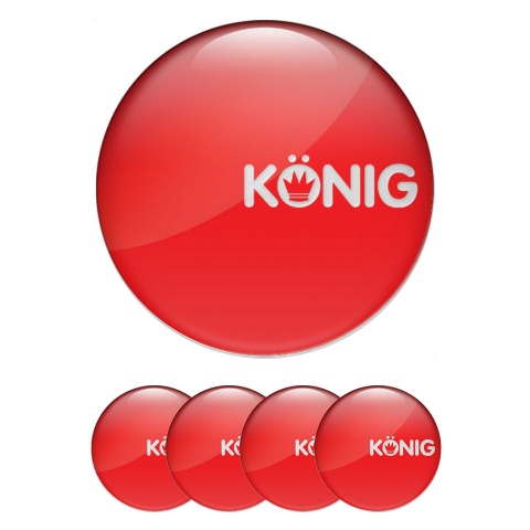 Konig Emblems for Wheel Center Caps White Logo 3D Red Edition