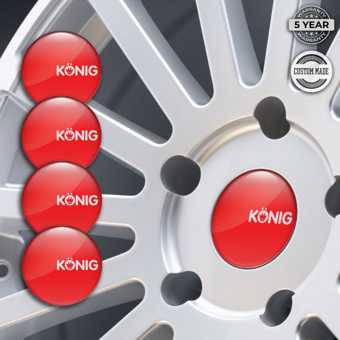 Konig Emblems for Wheel Center Caps White Logo 3D Red Edition | Wheel ...