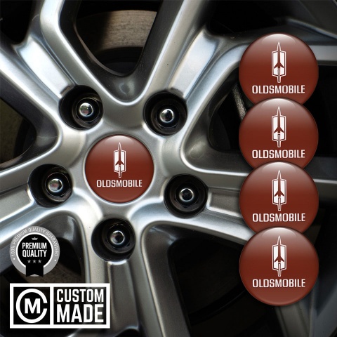 Oldsmobile Wheel Emblems for Center Caps White Logo Red Edition