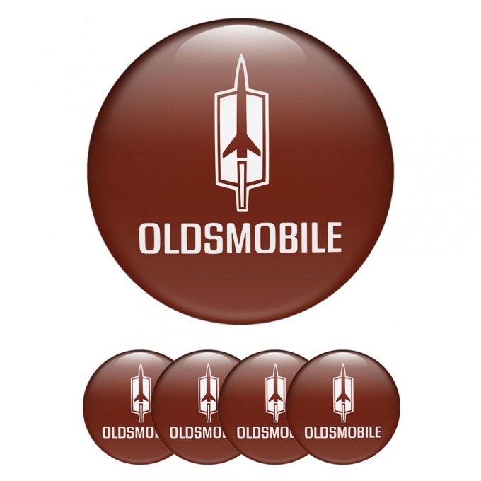 Oldsmobile Wheel Emblems for Center Caps White Logo Red Edition