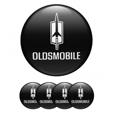 Oldsmobile Wheel Emblems for Center Caps White Logo Black Edition