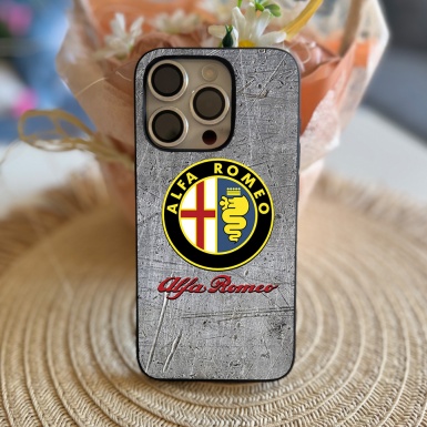 Alfa Romeo Style iPhone Case with Design Logo and Stone Effect