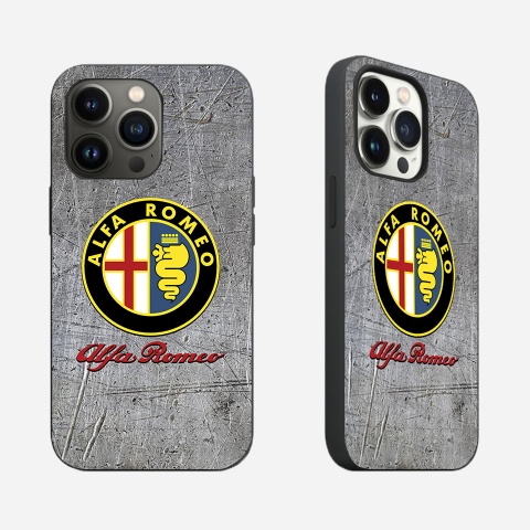 Alfa Romeo Style iPhone Case with Design Logo and Stone Effect