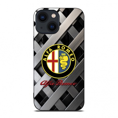 Alfa Romeo Thinnest iPhone Case Gray Metal Grid Style