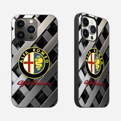 Alfa Romeo Thinnest iPhone Case Gray Metal Grid Style