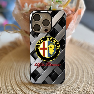 Alfa Romeo Thinnest iPhone Case Gray Metal Grid Style