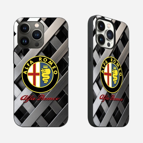 Alfa Romeo Thinnest iPhone Case Gray Metal Grid Style