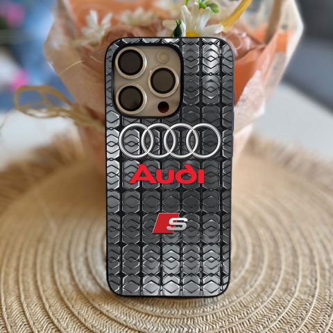 Audi iPhone case with figures and emblem