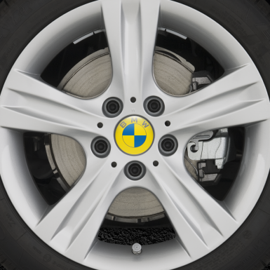 BMW Wheel Cap Emblems Yellow Blue Logo
