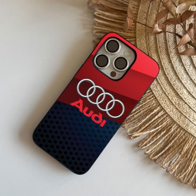 Audi iPhone silicone case red black with logo