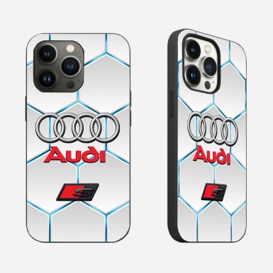 Audi thin phone case for iphone honeycomb white