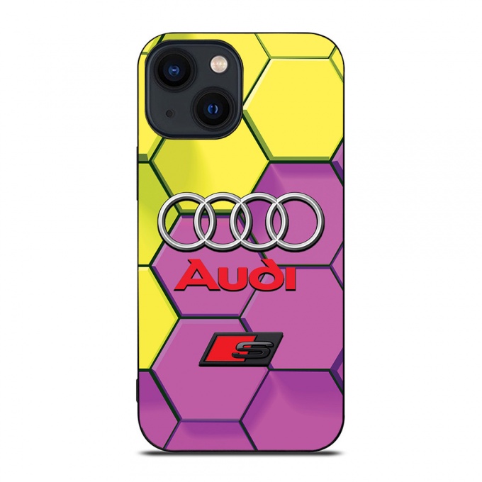 Audi iPhone case with purple yellow background with logo