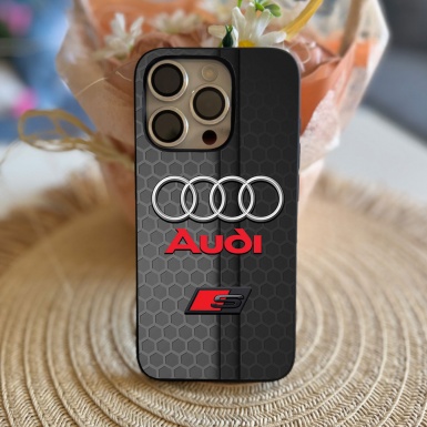 Audi iPhone case iridescent gray with logo