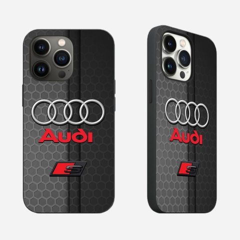 Audi iPhone case iridescent gray with logo