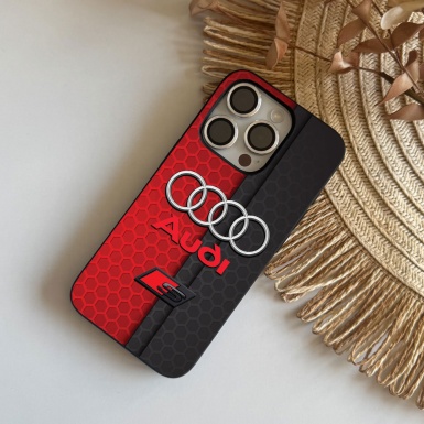 Audi red black silicone case for iPhone