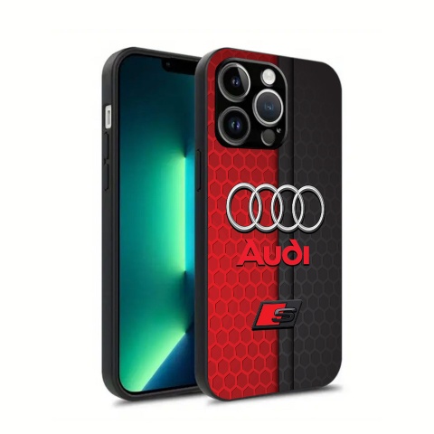 Audi red black silicone case for iPhone