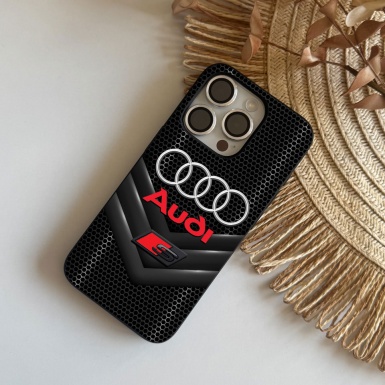 Audi iPhone case background black honeycomb with logo