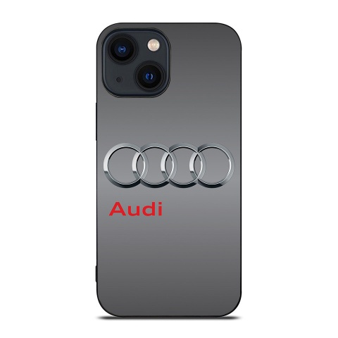 Audi iPhone case in stainless steel color with logo