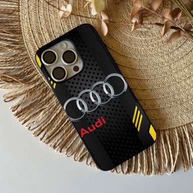 Audi black with yellow iPhone case